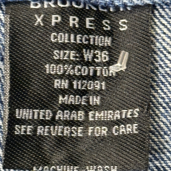 Vintage Brooklyn Xpress Shorts Mens Denim Jorts Faded Baggy JNCO Style 36x13 - Picture 5 of 10